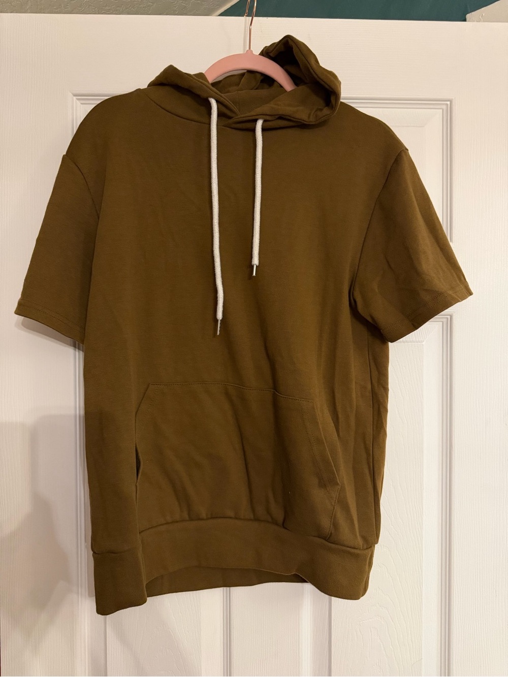 Short Sleeve Olive Green Hoodie Sweater